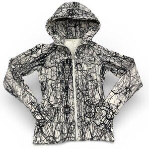 Lululemon Scuba Full Zip Hoodie Scribble Black White Hooded Jacket Women's 4